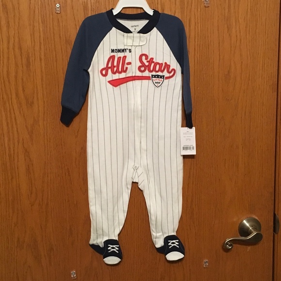 Carter's Other - NWT Carter's "Mommy's All-Star" Baseball Pinstripe Footed Sleeper 9M